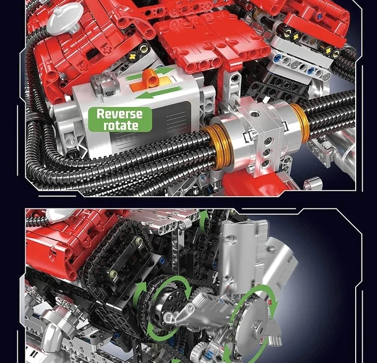 MOULD KING 10169 V12 Engine Model - 3472 Pcs Motorized Building Kit for Adult Car