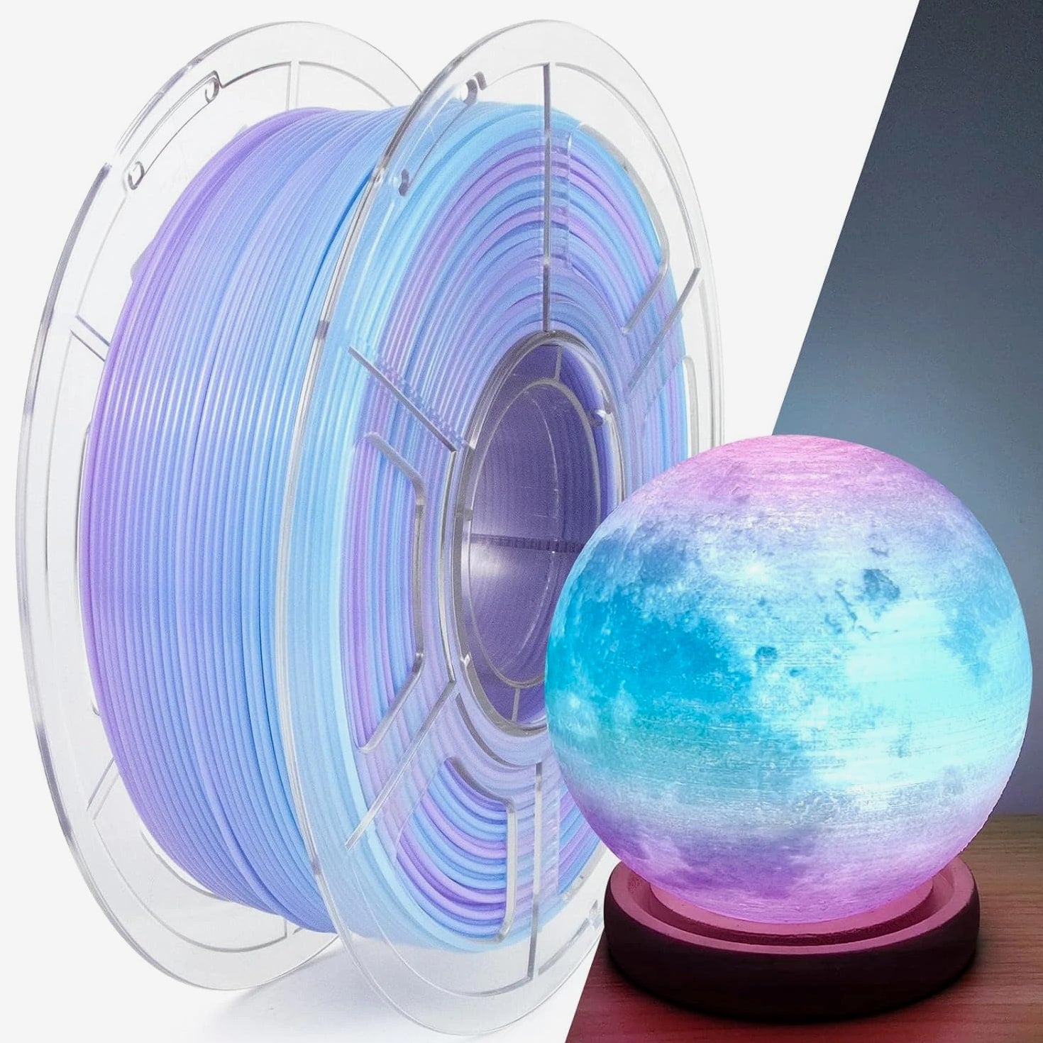 PETG Filament 1.75Mm, Translucent Dual Color Gradient Blue to Purple, High-Speed
