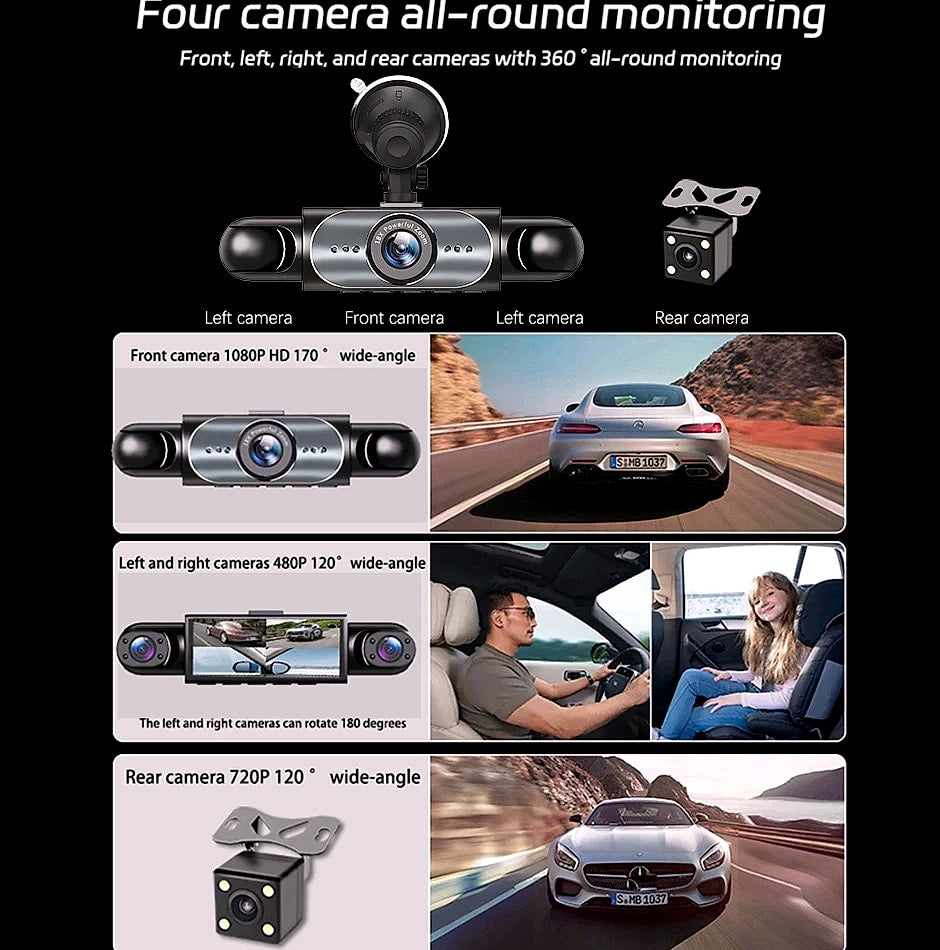 4 Channel Dash Cam WiFi 1080P FHD Night Vision Parking Mode