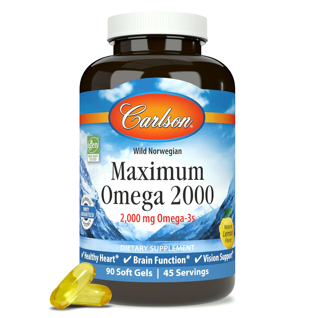 Carlson Maximum Omega 2000 mg Fish Oil Supplement, 60 Softgels