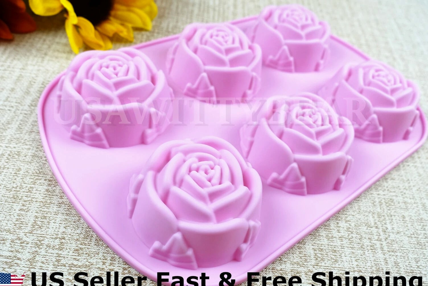 DIY 6 Cavity Rose Shaped Silicone Soap Mold Handmade for Soap Making