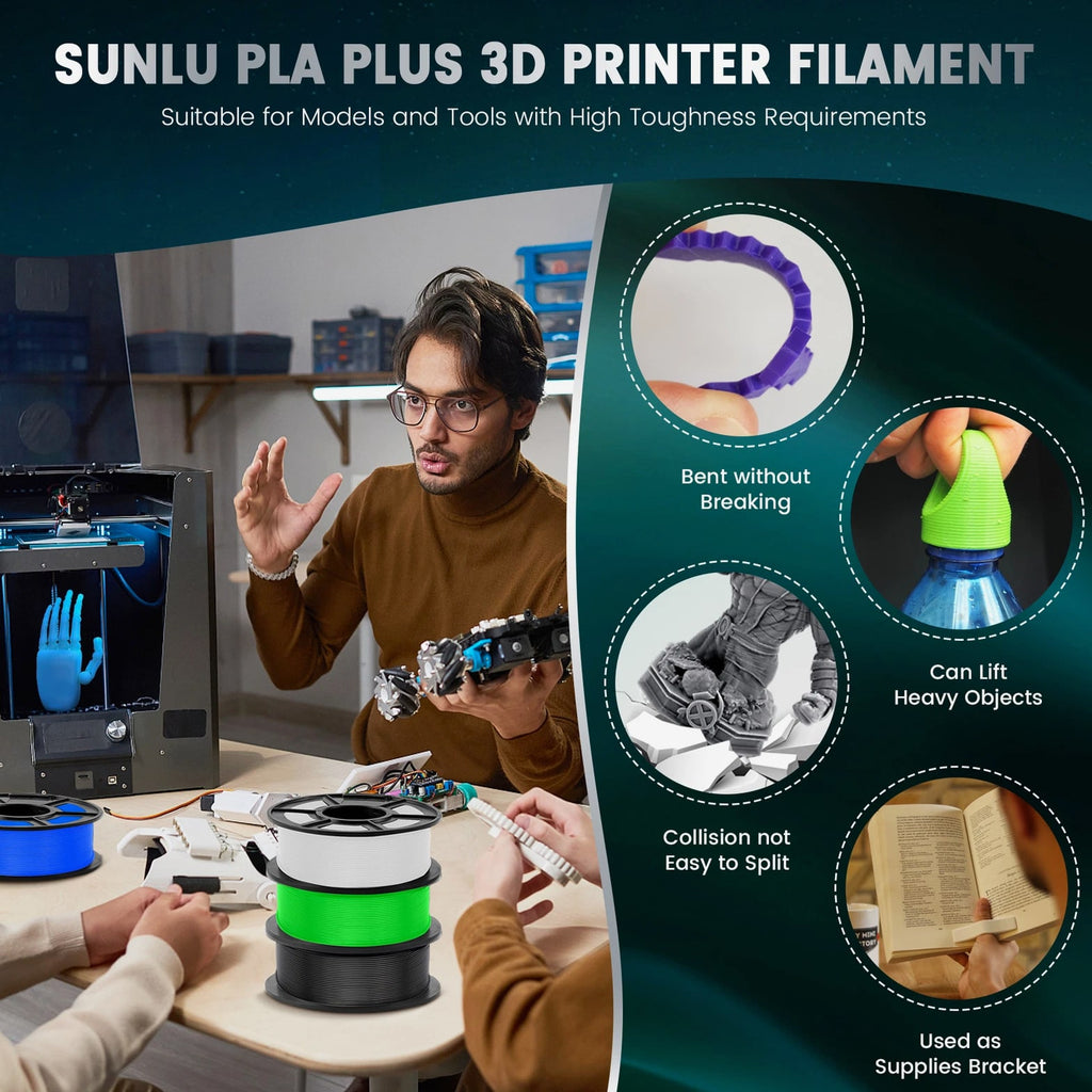 SUNLU 1.75MM 5KG Large Spool PLA+/PLA+ 2.0/PLA/PETG Filament For 3D Printer