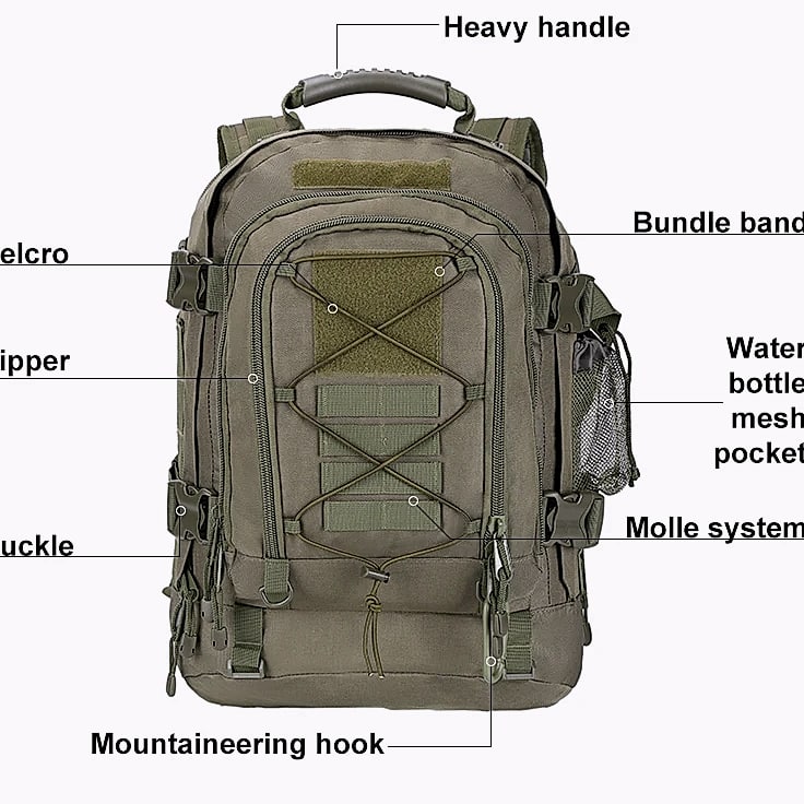 LQARMY 60L Tactical Backpack with MOLLE System