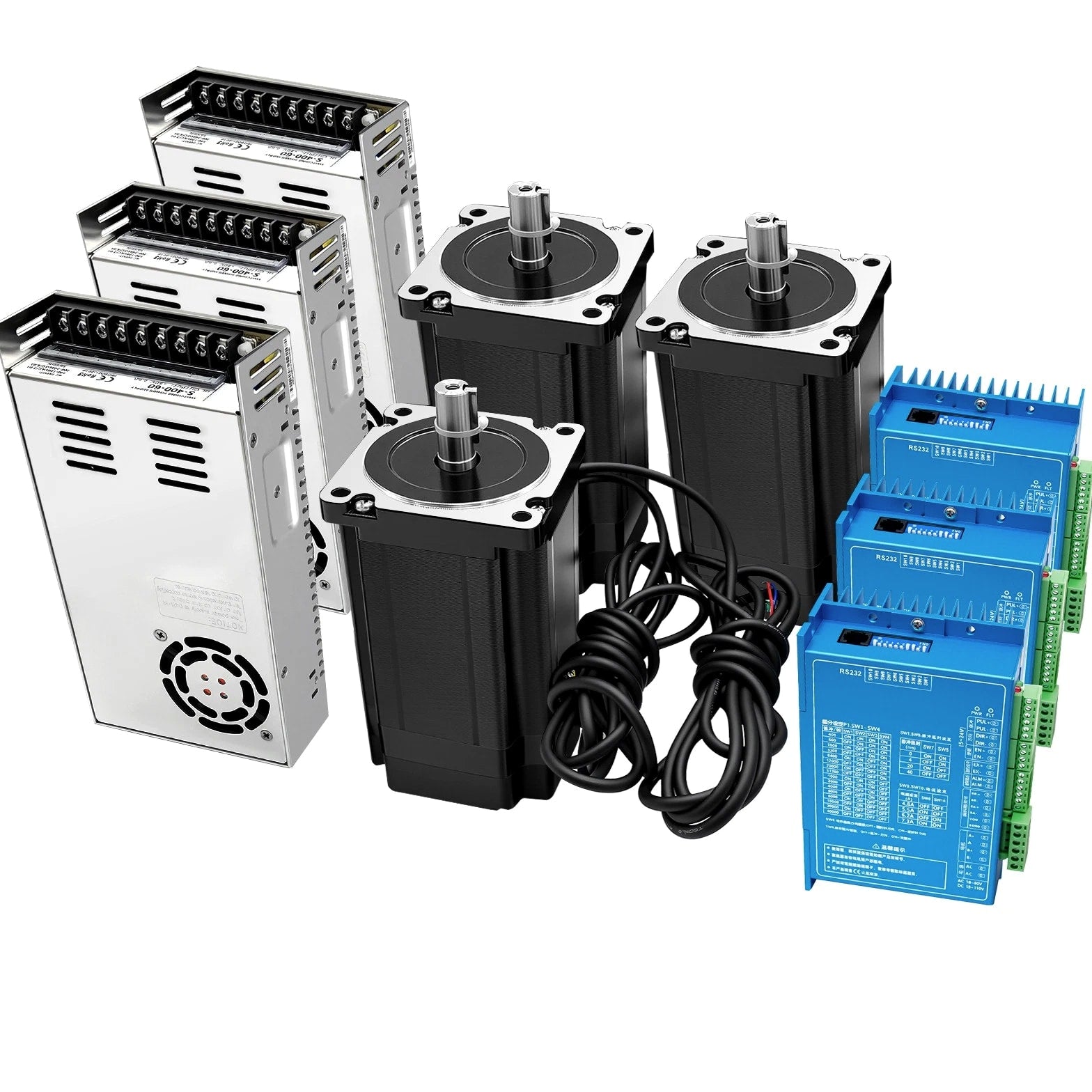 1/5-Axis NEMA34 Closed-Loop 86-Step Hybrid Stepper Motor Driver Power Supply Kit