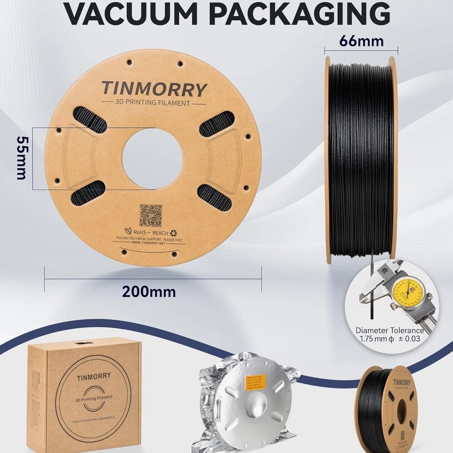 ABS-GF Filament 1.75mm, 10% Glass Fiber Reinforced Material 3D Printer, High...