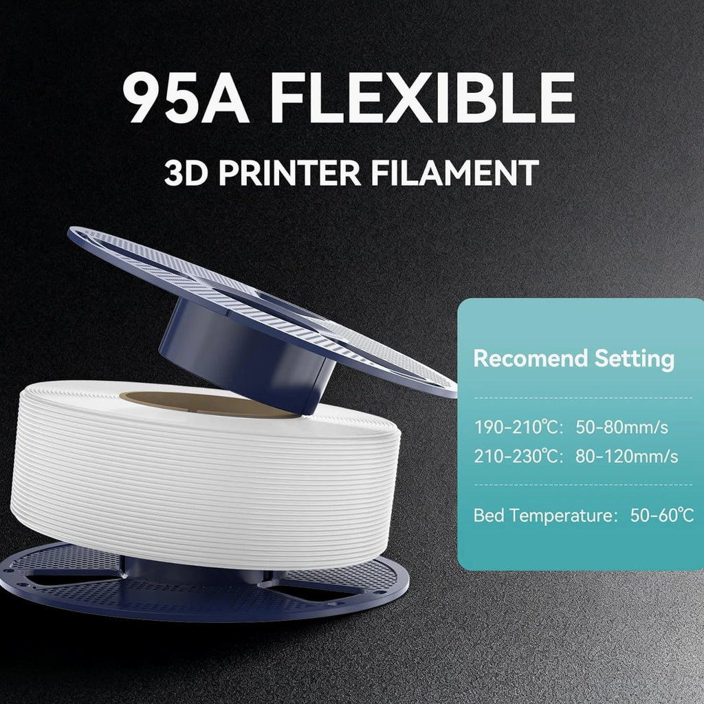 TPU Filament 1.75mm, 95A Flexible 3D Printer Filament, Soft TPU 1kg Spool (2.2 lbs)