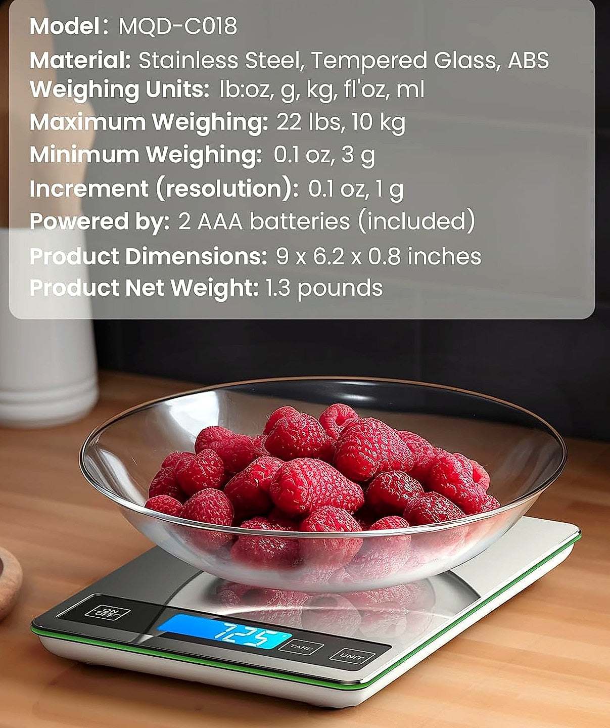 Nicewell 22lb Digital Kitchen Scale Grams and Ounces