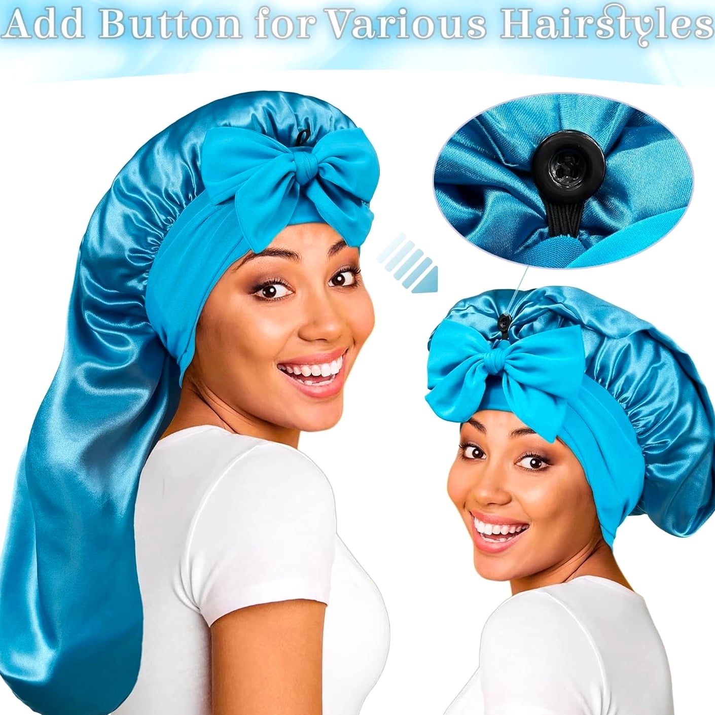 "Long Bonnet Satin Hair Silk Bonnet for Sleeping Women, Silky Bonnets for Women