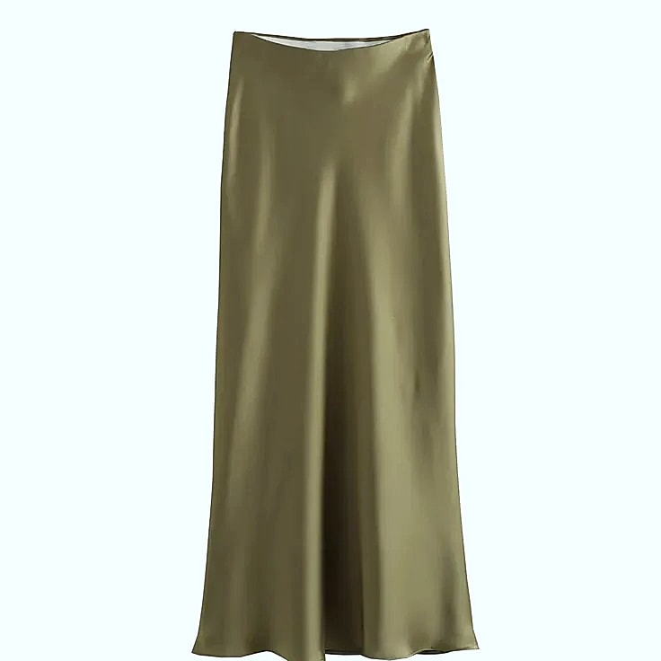 MUJER Woman 2026 Satin Midi Skirt High Waist Black