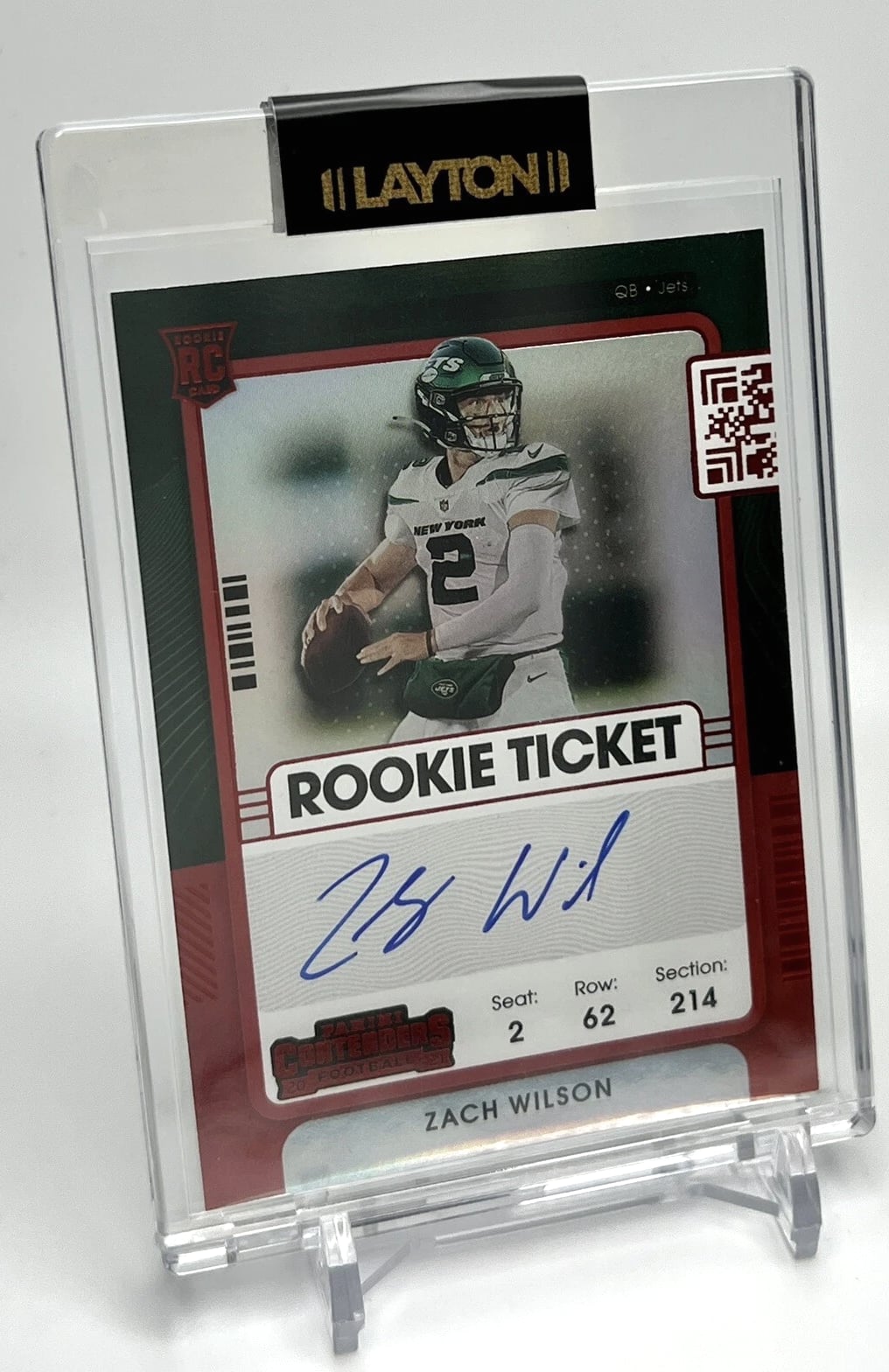 2021 Panini Contenders Rookie Ticket Zach Wilson Auto Red Zone Variation #102