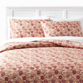 Full/Queen Printed Easy Care Duvet Cover and Sham Set Copper/Light Pink Floral