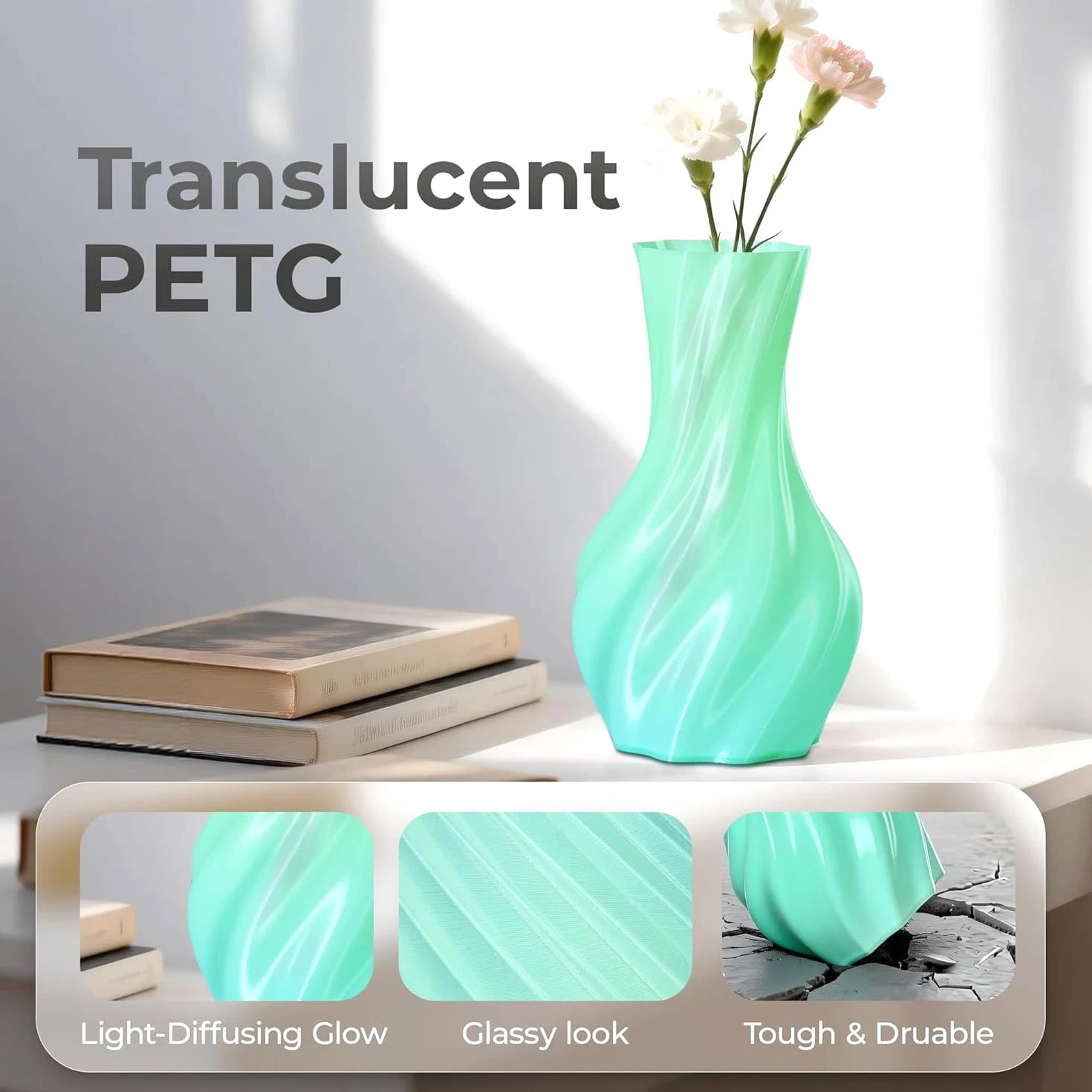 Creality PETG 3D Printer Filament 1.75Mm 1KG (2.2Lbs), Translucent Dual