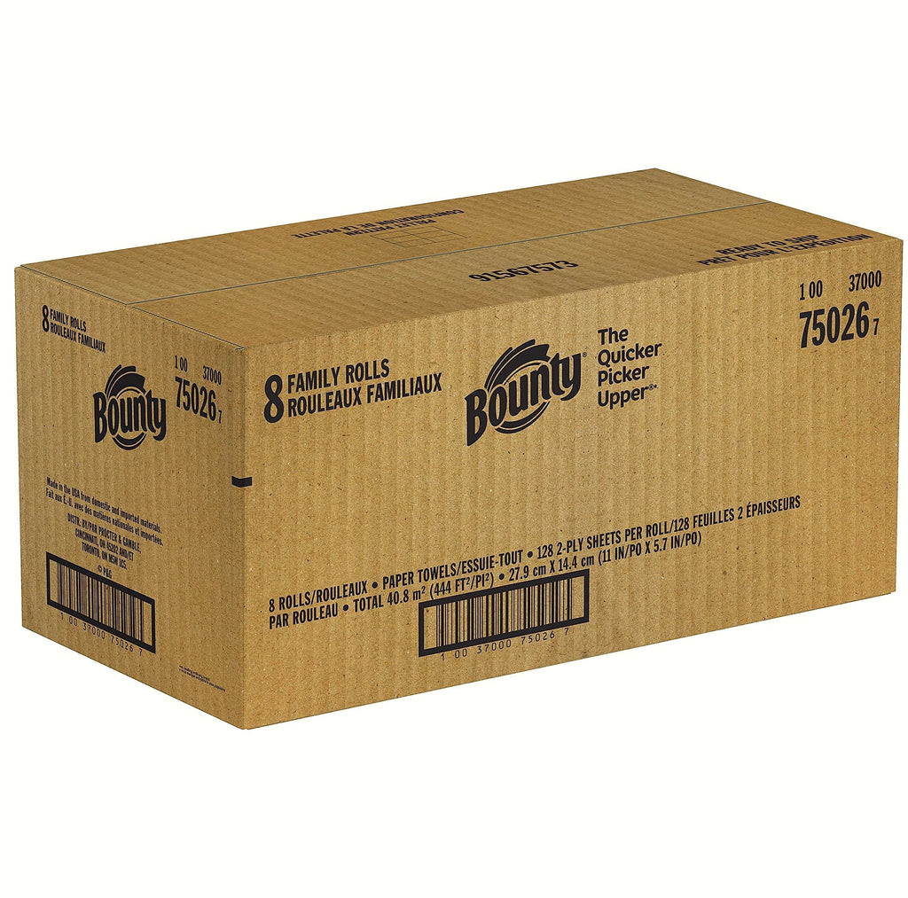 Bounty Quick Size Paper Towels, White, 8 Family Rolls