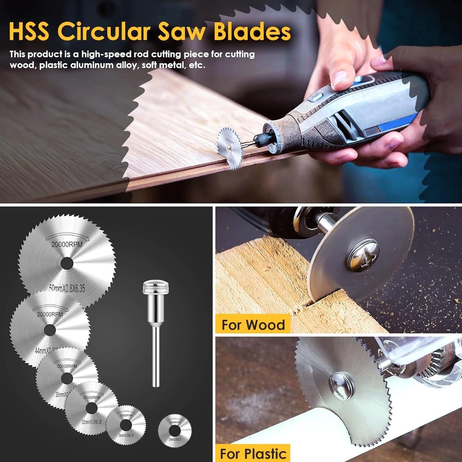 Versatile 44-Piece Cutting Wheel Set with Diamond & HSS Blades for Professionals