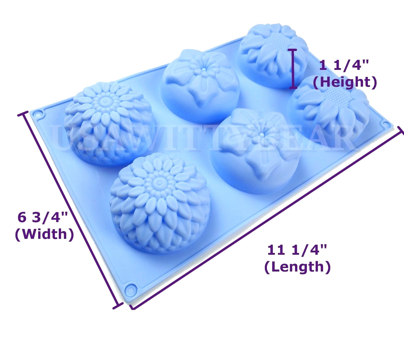 6 Cavity Flower Shaped Silicone Soap Mold DIY Handmade