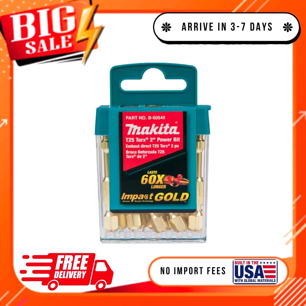 Makita B-60545 Impact Gold T25 Torx 2″ Power Bit, 15/Pk