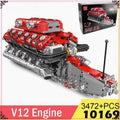 MOULD KING 10169 V12 Engine Model - 3472 Pcs Motorized Building Kit for Adult Car