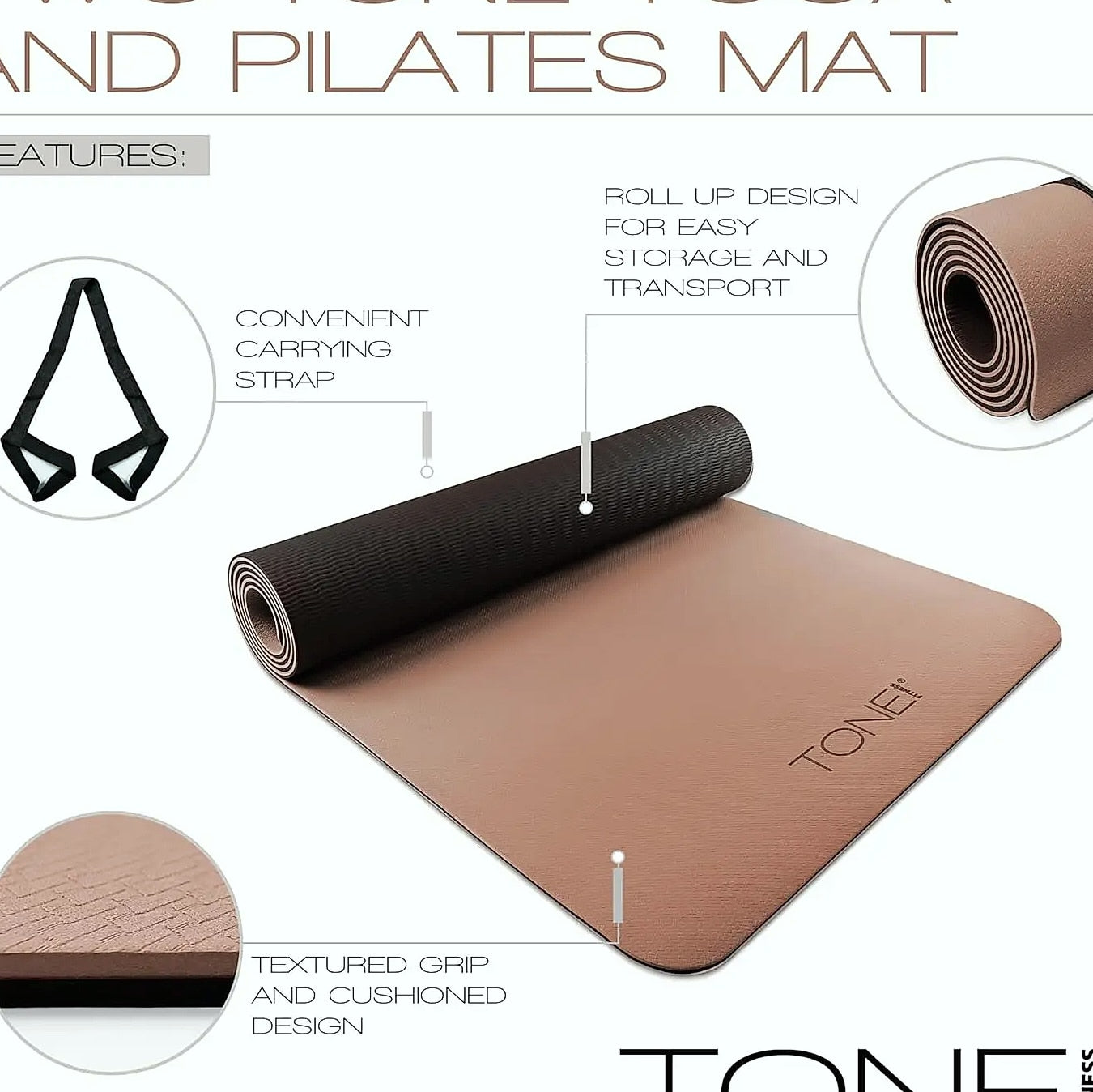 Non-Slip Yoga Mat 1/4 Inch Thick Exercise and Pilates Mat