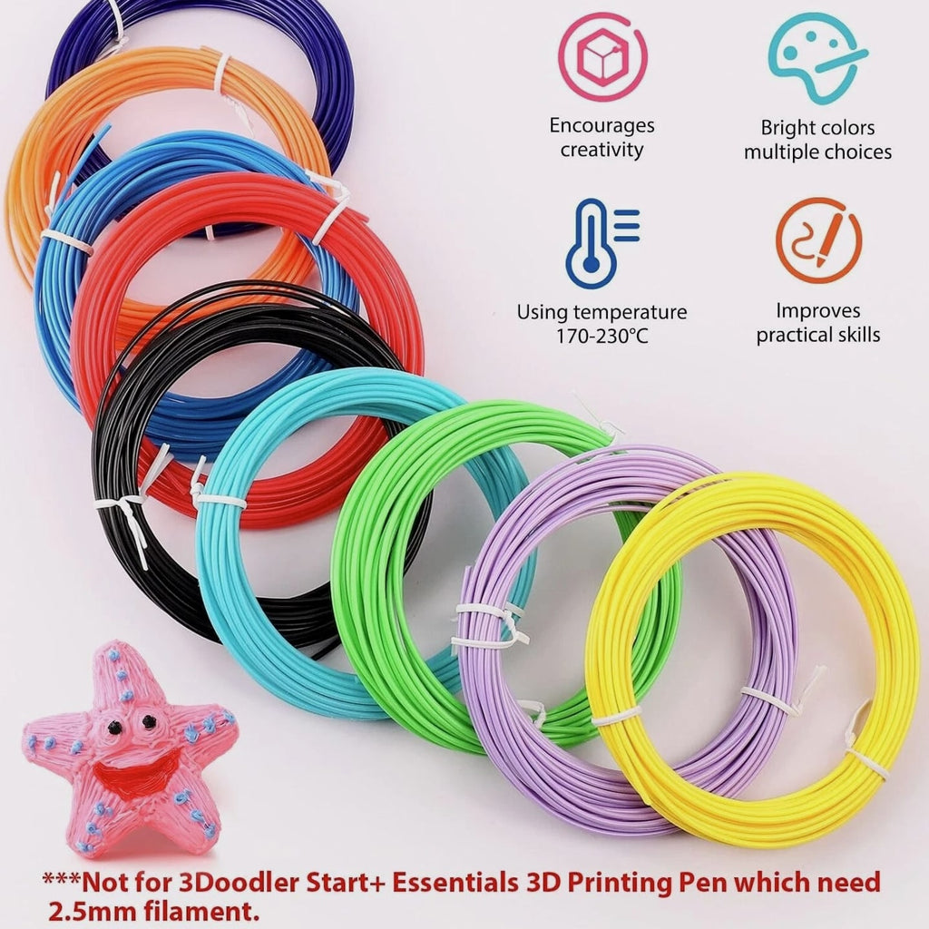 40 Colors 3D Pen Filament Refills 1.75mm PLA, Kid-Safe