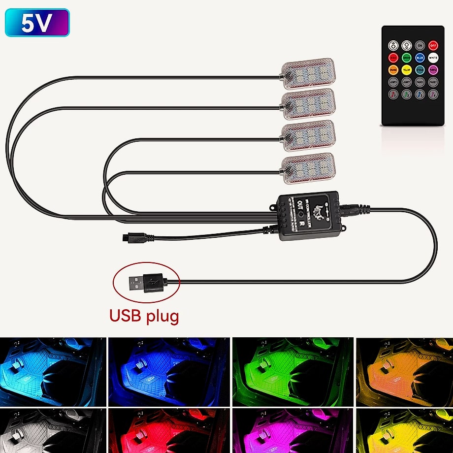 WUMFIRE Car Interior LED Ambient Lighting Kit with Remote Control