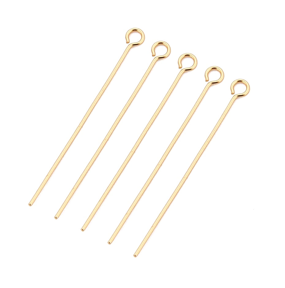 100pcs Stainless Steel 9 Eye Pin Gold Silver Tone 0.6mm Thick Loop Eyepin Findings for DIY Handmade Earring Jewelry Making