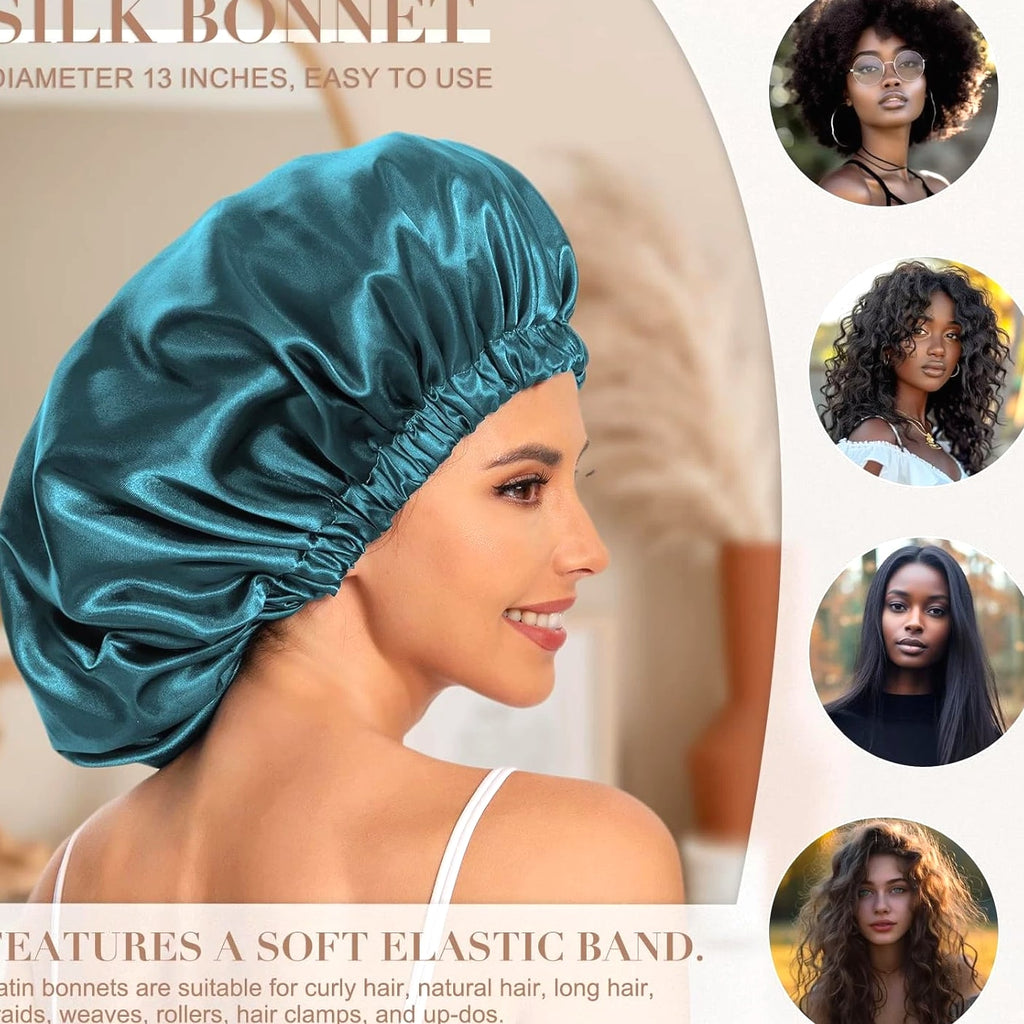 Satin Bonnet Silk Bonnet Hair Bonnet for Sleeping - Slouchy Beanie Hat Sleep Cap