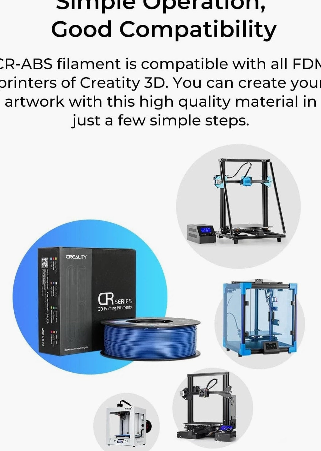 ABS Filament 1.75mm, 3D Printer Material, Excellent Resistance, Odorless Non-...