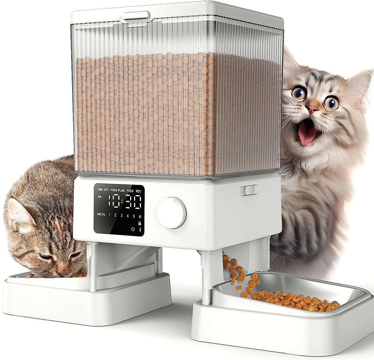 oneisall Automatic Cat Feeder for 2 Cats, 5L Timed Dispenser