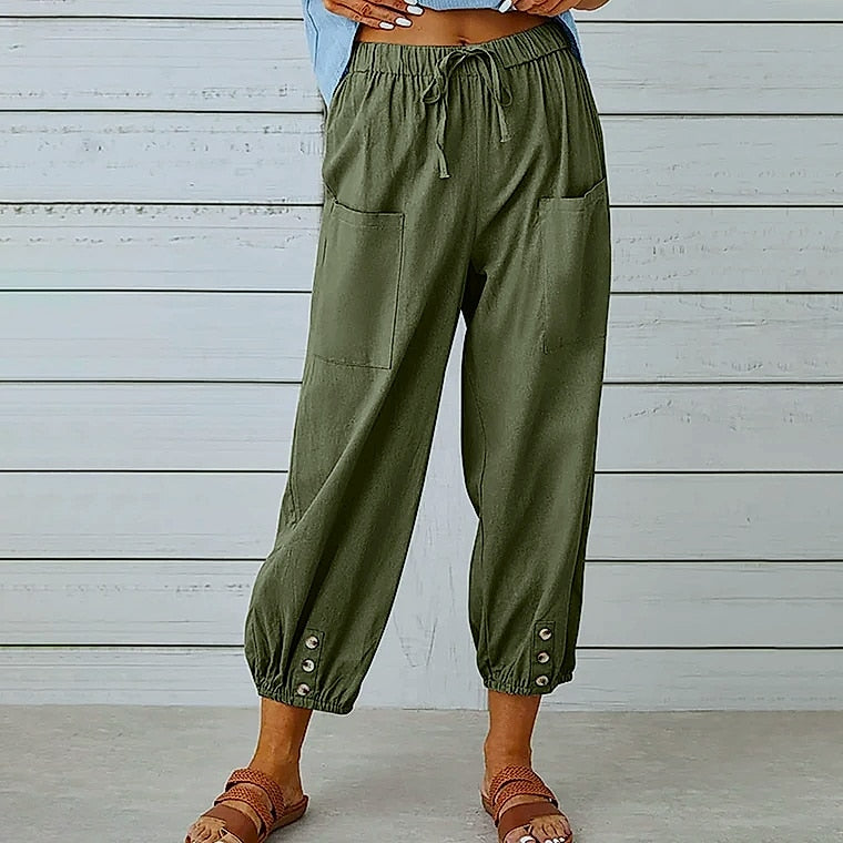 INSTYLISH Women's Cotton Linen Wide Leg Pants
