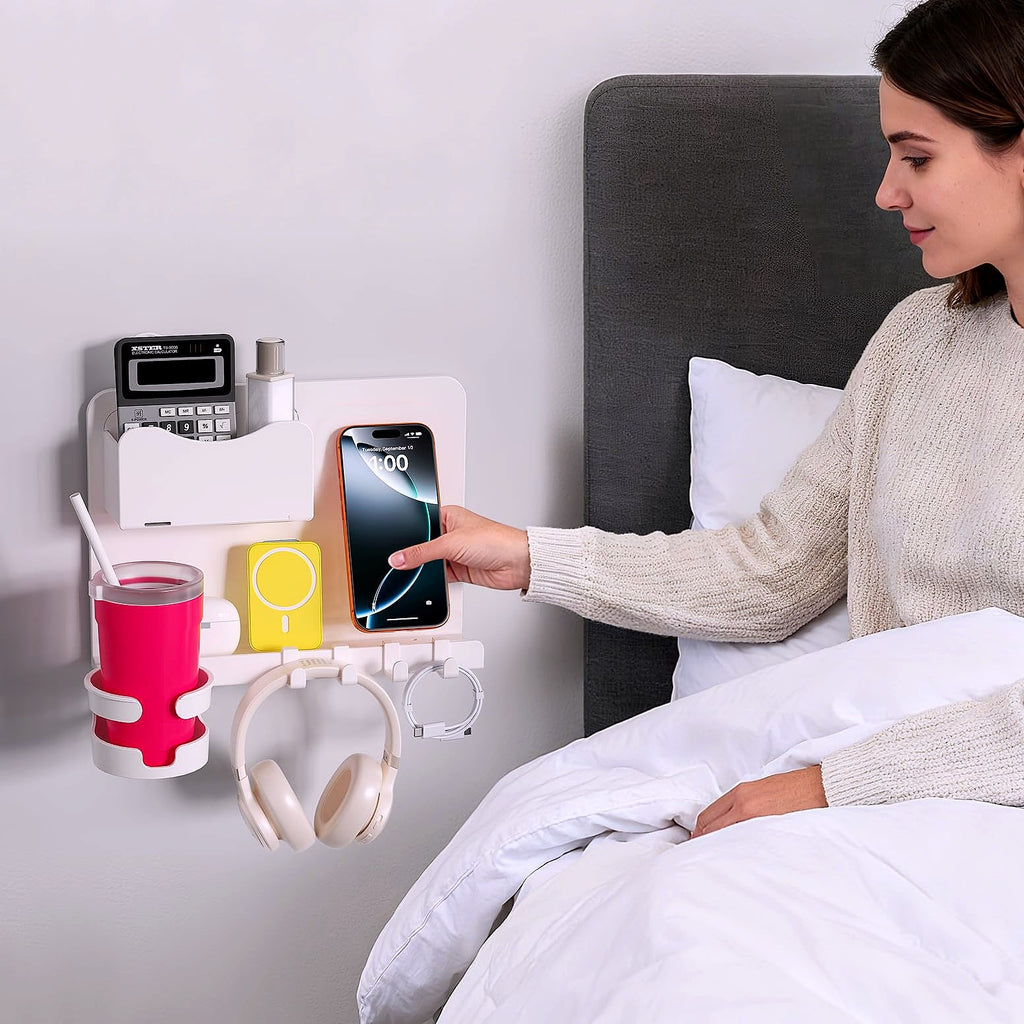 WALfuyao Floating Bedside Shelf Wall Organizer Storage