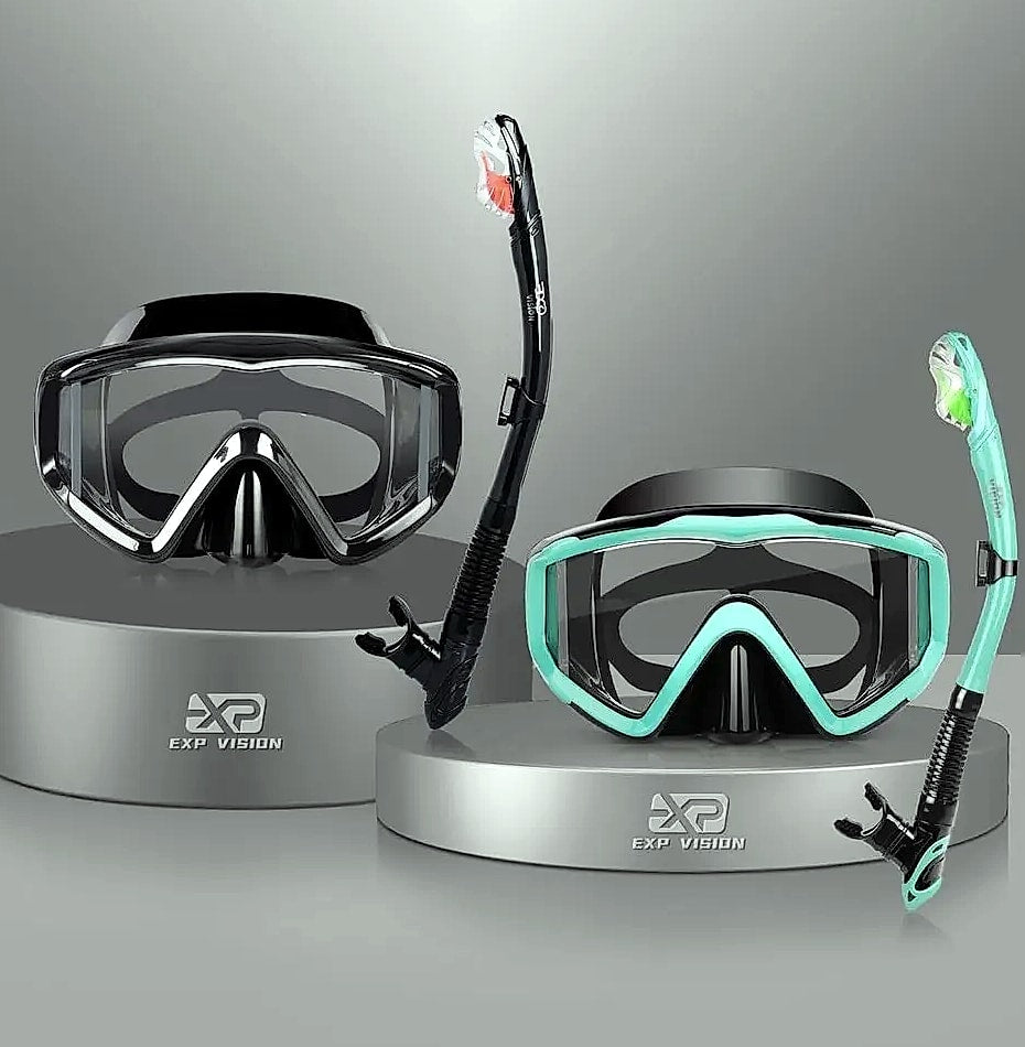 Adult Snorkeling Gear Set with 3-Window Panoramic Mask