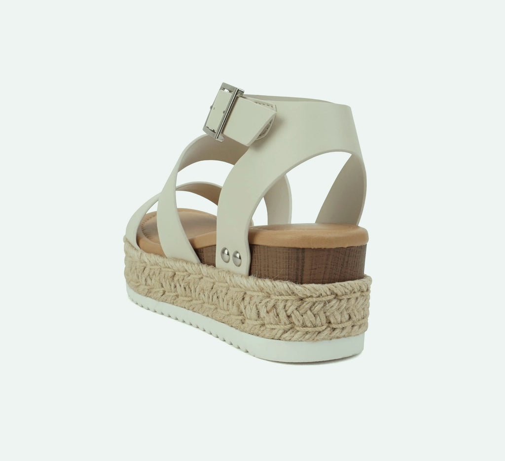 Soda Twice Women's Multi Strap Espadrille Wedge Sandal