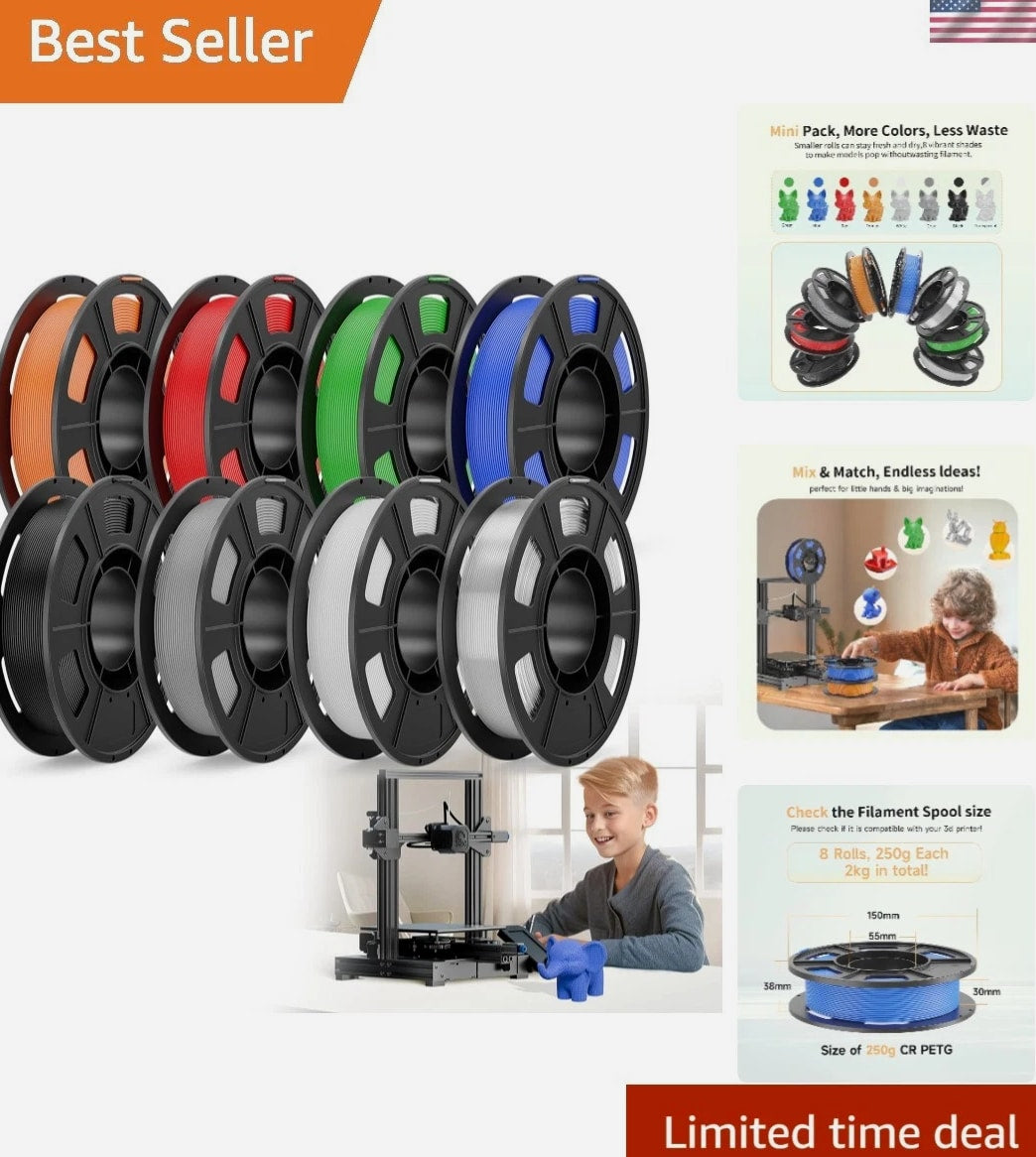 Tangle-Free 2kg CREALITY PETG 8 Color Filament Pack - High-Quality Prints