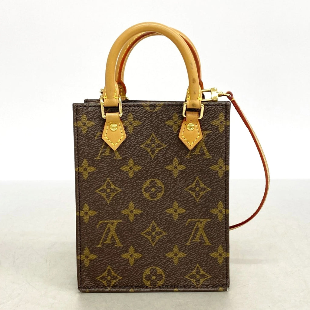 Louis Vuitton Monogram Petite Sac Plat Handbag M81295 Brown 2-way ... GZl1h9rf