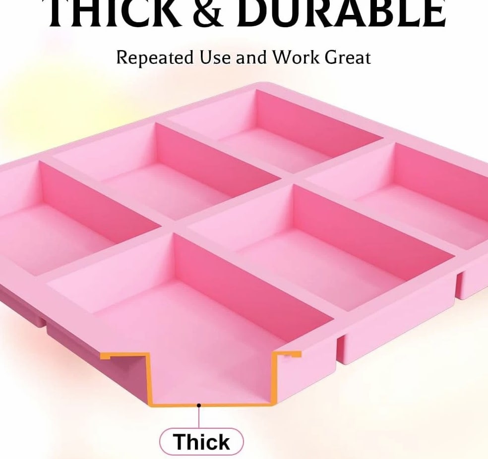 Silicone Soap Molds 3 Pcs, Rectangle Molds for Soap Making, 6 Cavity Design