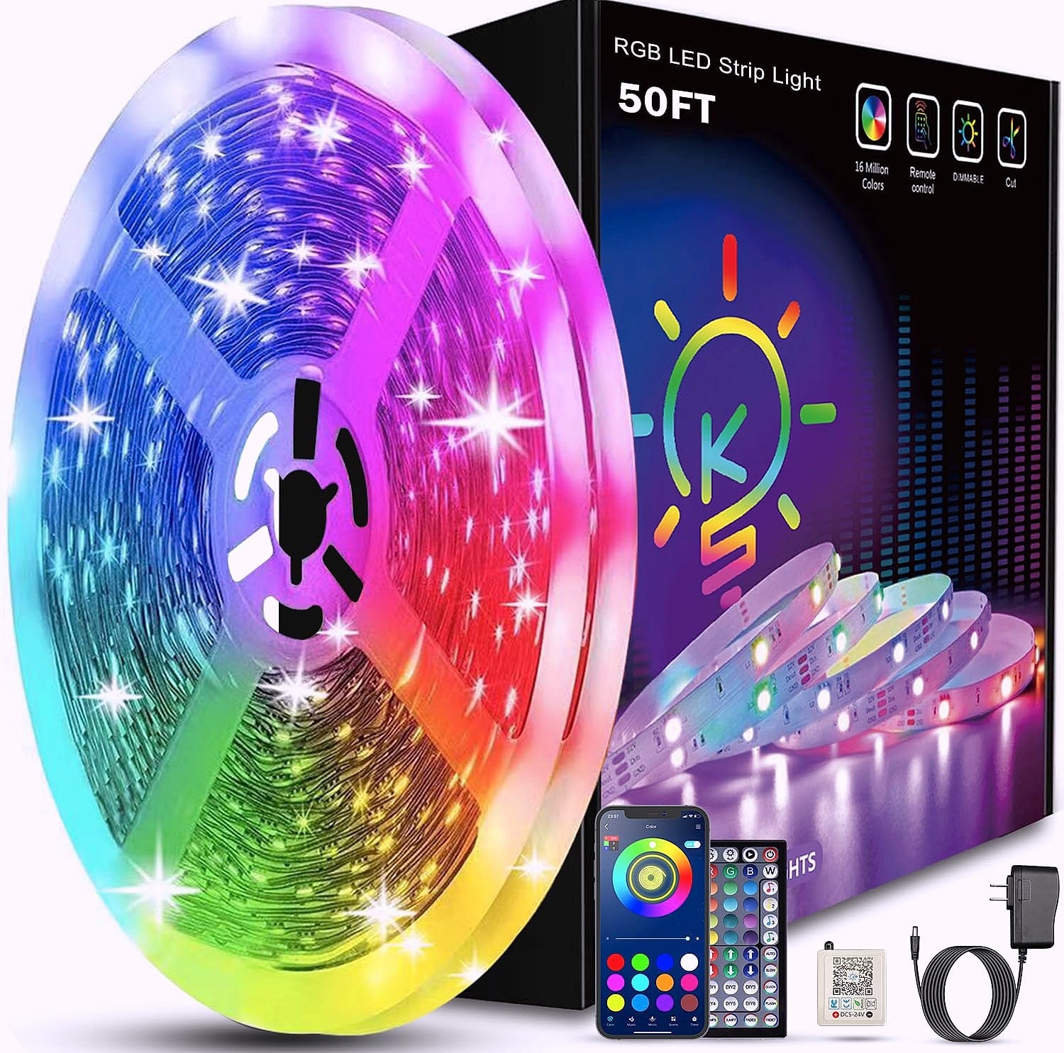 Keepsmile 100ft RGB LED Strip Lights with App and Remote Control