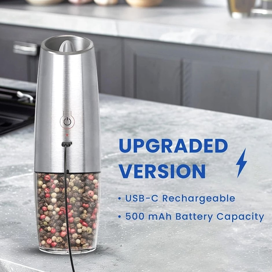 Rechargeable Electric Salt and Pepper Grinder, Adjustable Electric Salt and8190