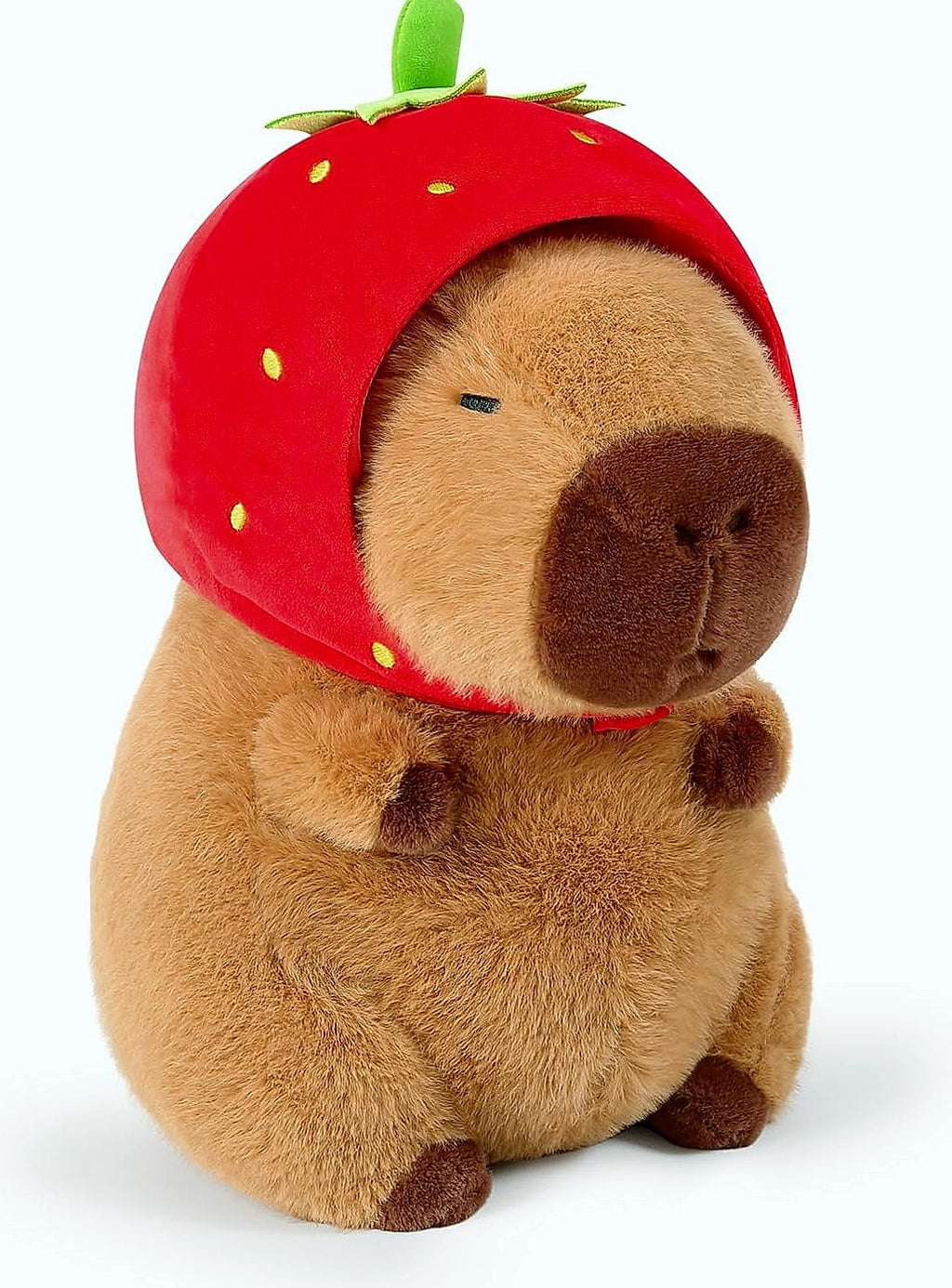 Ditucu Capybara Plush Toy with Strawberry Hat, 9 Inch Stuffed Animal