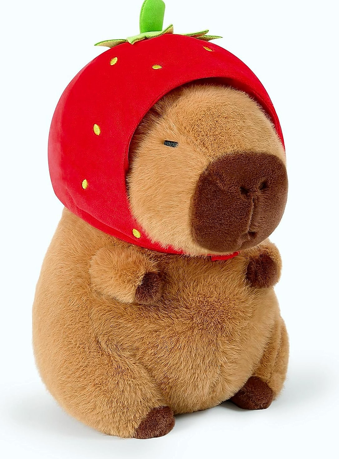 Ditucu Capybara Plush Toy with Strawberry Hat, 9 Inch Stuffed Animal