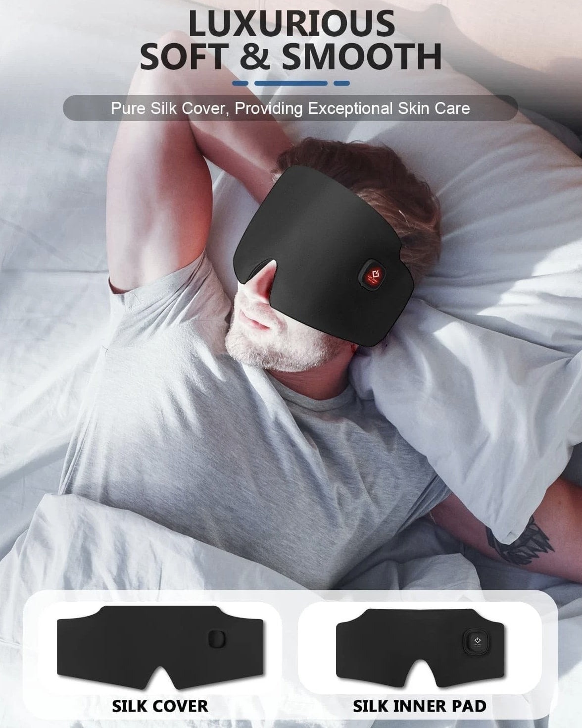 Cordless Heated Silk Eye Mask 2000mAh Warm Compress Sleep Dry Eye Relief