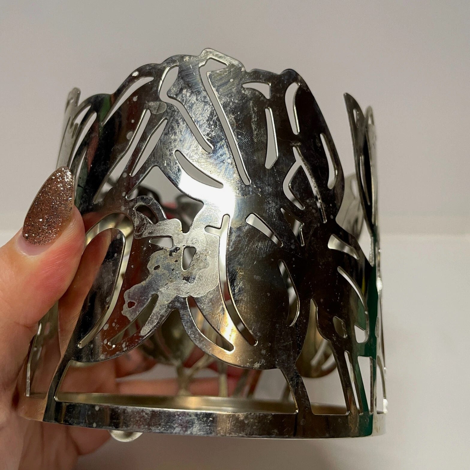 Bath & Body Works Silver Metal Tulip Flower Spring Easter Candle Holder for 3-Wick