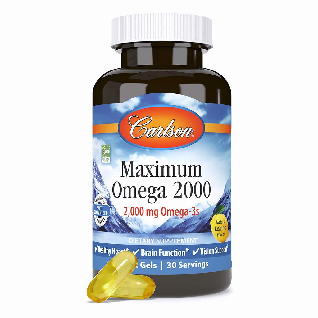 Carlson Maximum Omega 2000 mg Fish Oil Supplement, 60 Softgels