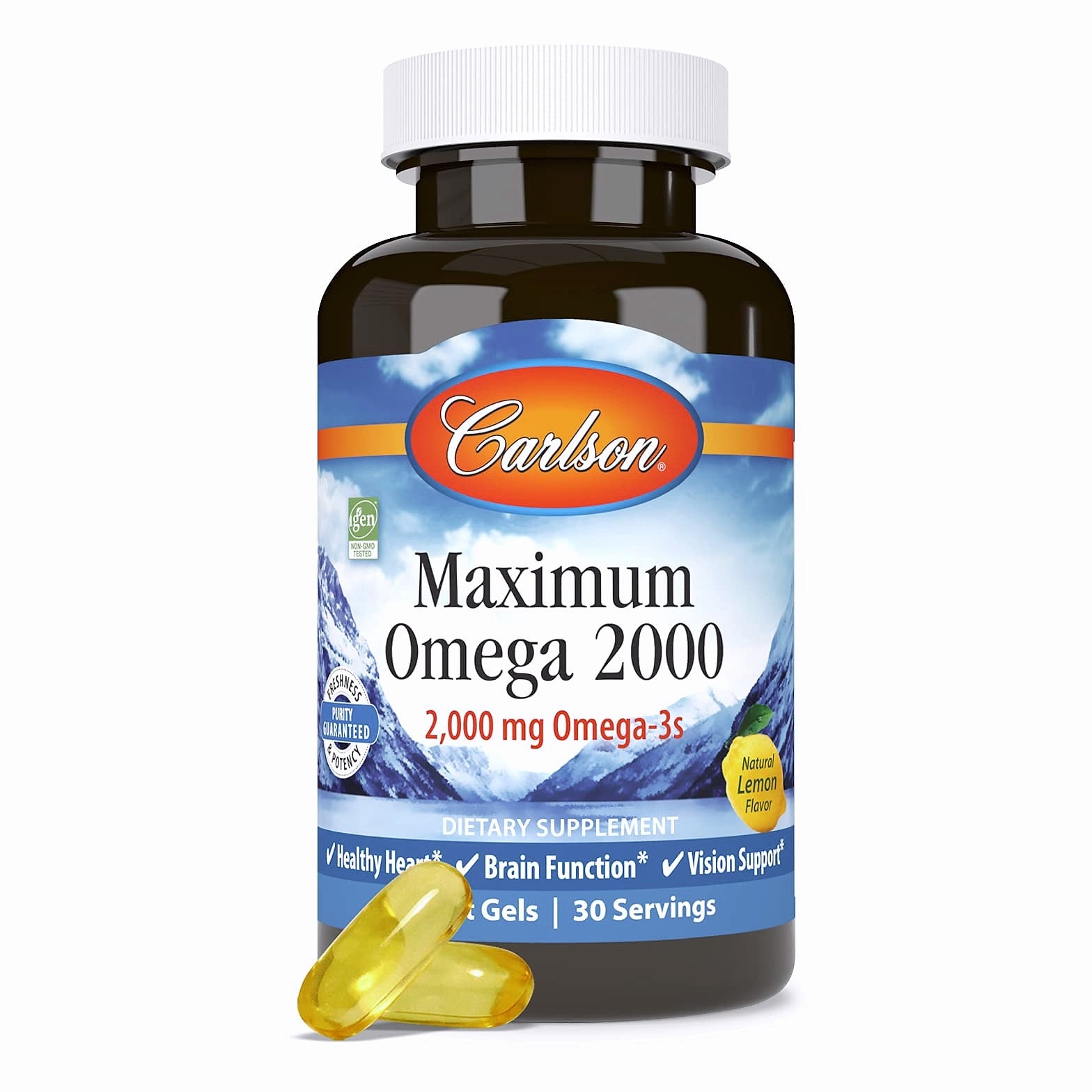 Carlson Maximum Omega 2000 mg Fish Oil Supplement, 60 Softgels
