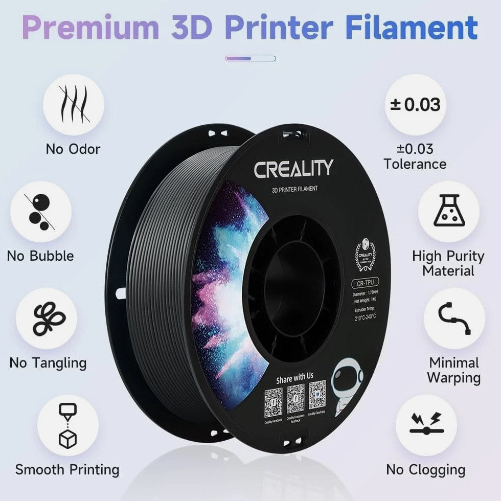 Flexible 3D Printer Filament 1.75mm, 95A Shore High Hardness & Resilience