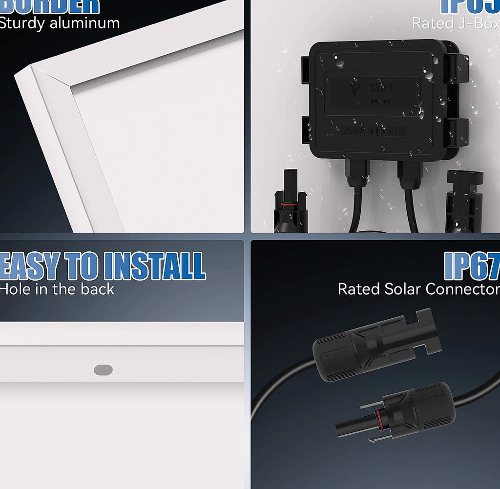 Rvpozwer 100W 12V Monocrystalline Solar Panel