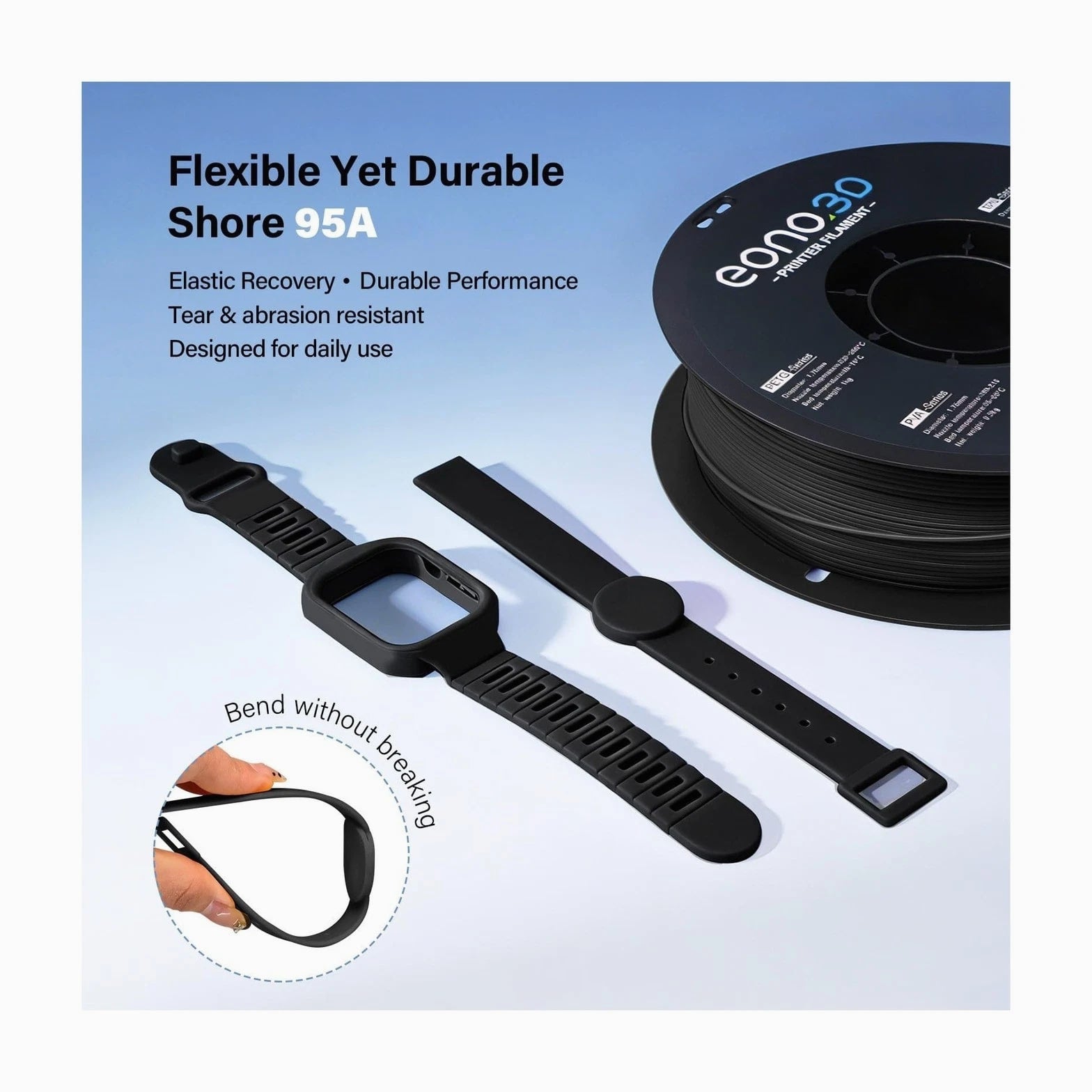 Matte TPU Filament 1.75mm, 1kg - Shore 95A Flexible & Durable TPU, Matte Black...