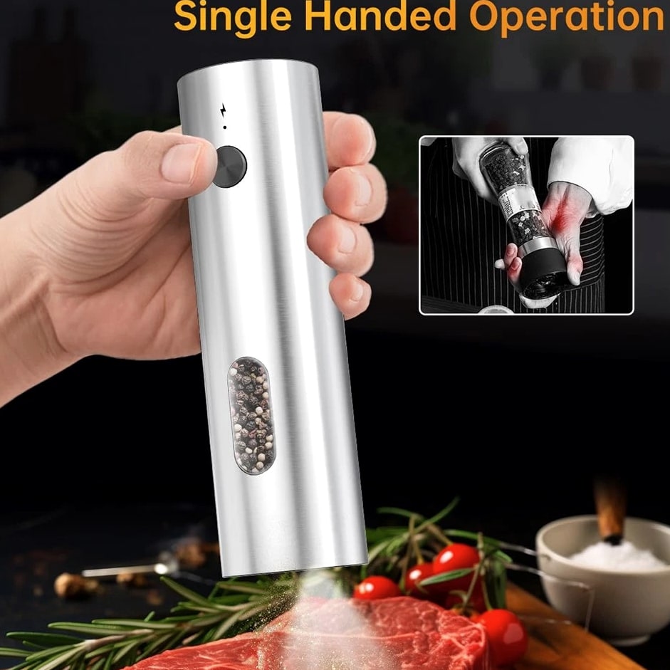 Rechargeable Electric Salt and Pepper Grinder Set Automatic Stainless Steel5785