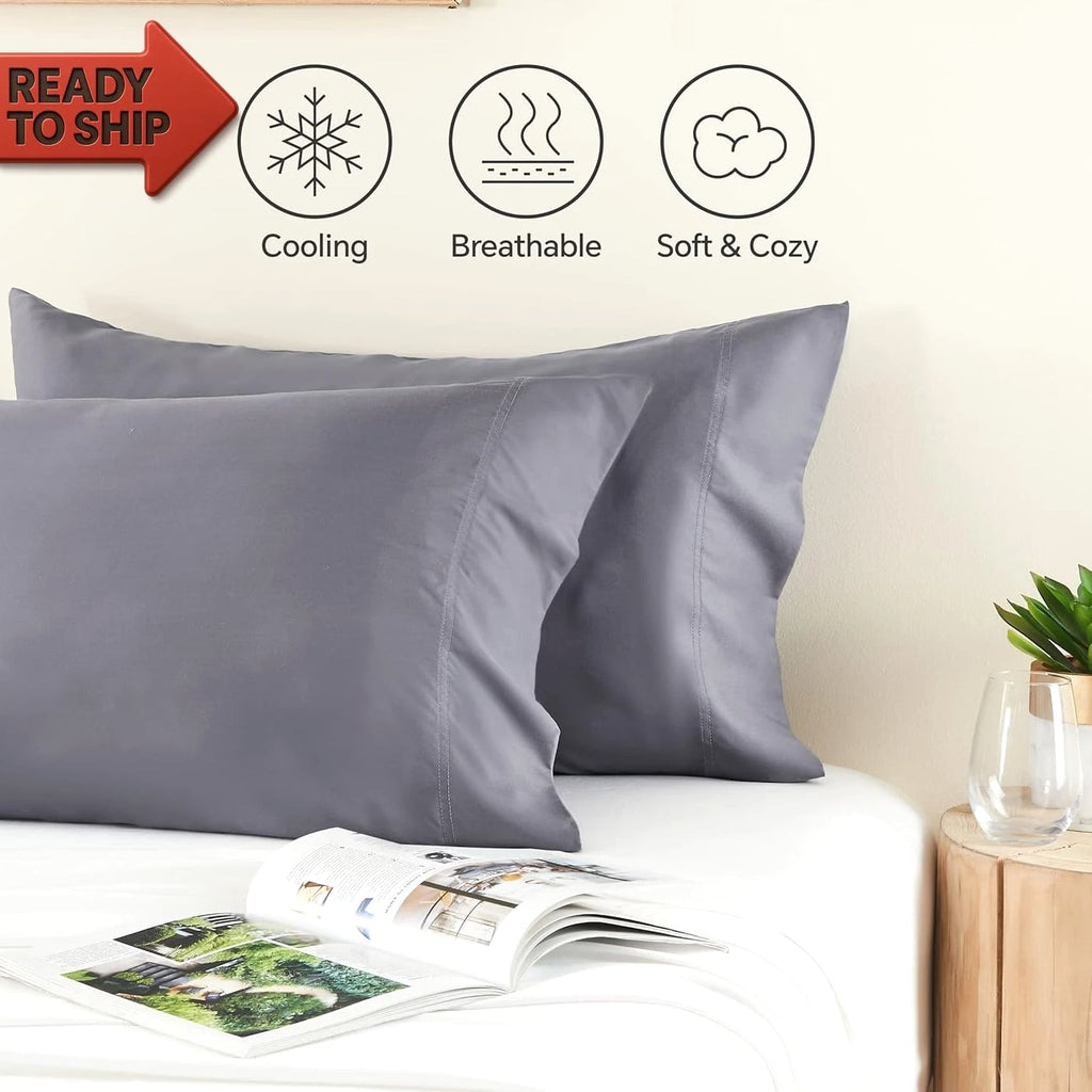 BEDELITE Pillow Cases Queen Size Set of 2, Rayon Derived from Bamboo, Cooling P