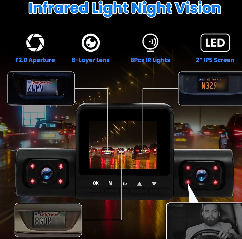 4 Channel 360° Dash Cam System 1080P Front 480P Interior