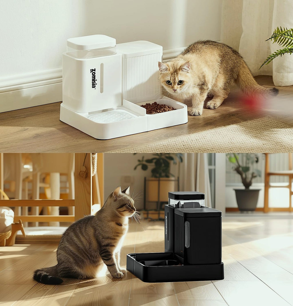 ZOMISIA Automatic Cat Feeder and Water Dispenser Set, 2 in 1